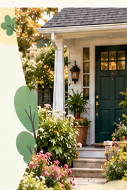 Welcoming front porch in a residential neighborhood